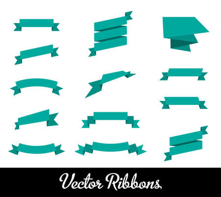 Vector Ribbons Set Collection with blue identic onjects for text on white background vector illustrationのイラスト素材