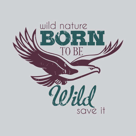 Creative Design Poster with eagle in centre and words Born to be wild vector illustrationのイラスト素材