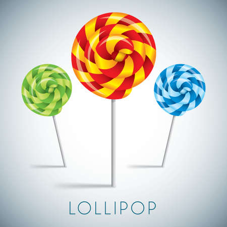 Three Lollipop Collection with different bright colors and funny sweets vector illustrationのイラスト素材