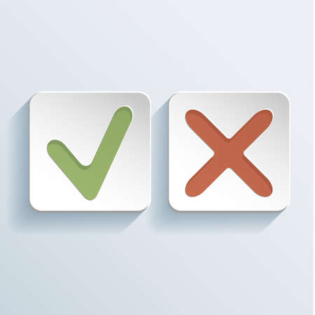 Tick And Cross Signs Icons with OK and red X objects vector illustrationのイラスト素材