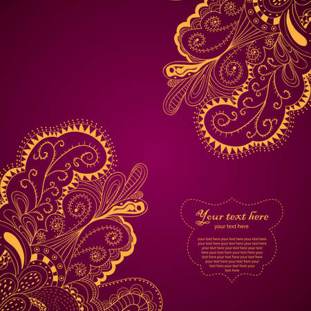 Decorative Element Border Card with wave design and paisley theme pattern vector illustrationのイラスト素材