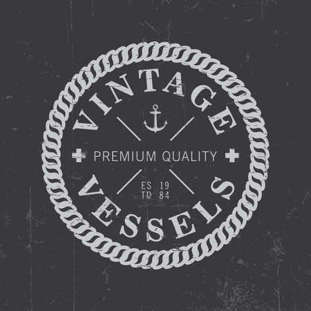 Vintage Vessels Label Poster with anchor in the centre vector illustrationのイラスト素材
