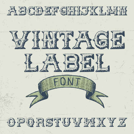 Vintage Label Font Poster with alphabet on the grey background vector illustrationのイラスト素材