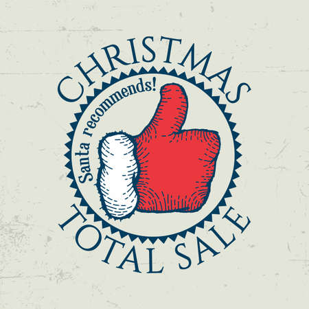 Christmas Total Sale Poster with positive gesture of santa and his recommends vector illustrationのイラスト素材