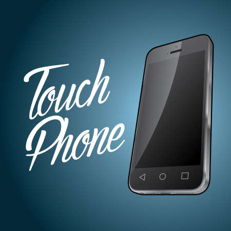 Smartphone Device Design Poster with digital object and word touch phone vector illustrationのイラスト素材