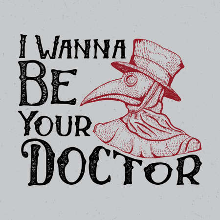 Creative Medicine Poster with bird and text i wanna be your doctor vector illustrationのイラスト素材