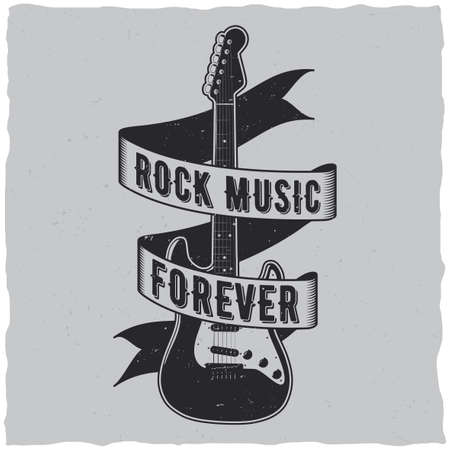Rock music forever poster with guitar in the centre vector illustrationのイラスト素材