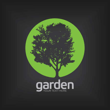 Garden Design Template Poster with words your text here on black background vector illustrationのイラスト素材