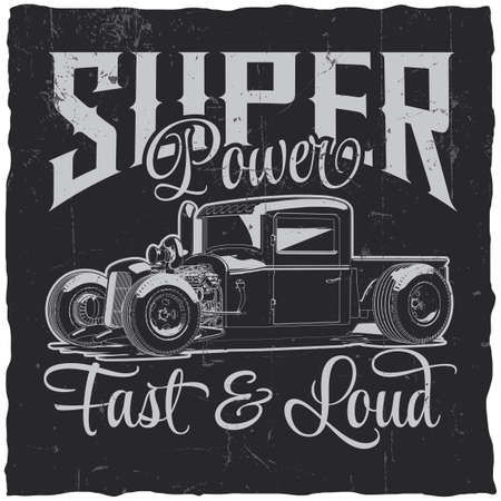 Super power poster with fast and loud with car vector illustrationのイラスト素材