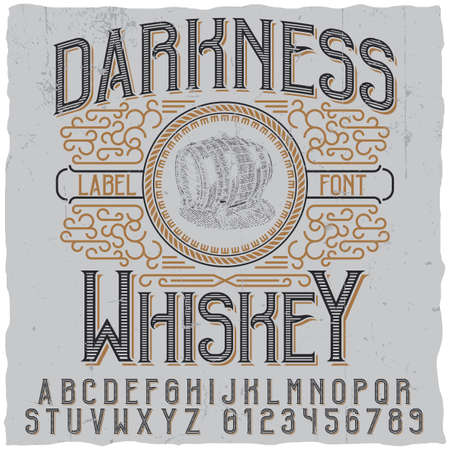 Darkness whiskey poster with image of  wooden barrel vector illustrationのイラスト素材