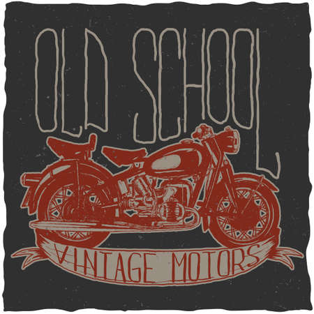 Old school vintage motors poster with retro motorcycle for greeting card vector illustrationのイラスト素材