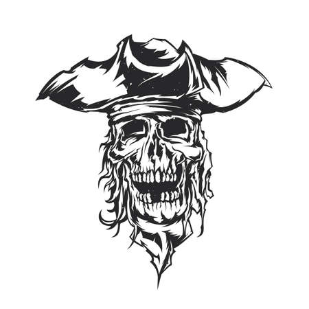 Illustration dead pirate in hat.のイラスト素材