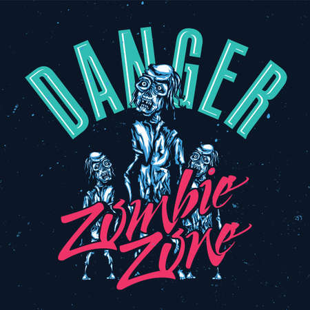T-shirt or poster design with illustration of zombieのイラスト素材