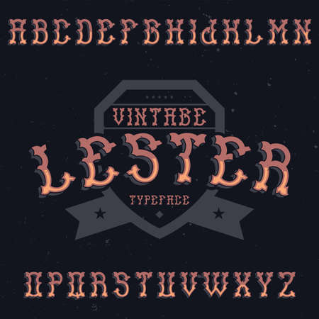 Vintage label font named Lester. Good to use in any creative labels.のイラスト素材