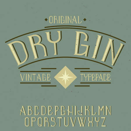 Vintage label font named Dry Gin. Good to use in any creative labels.のイラスト素材