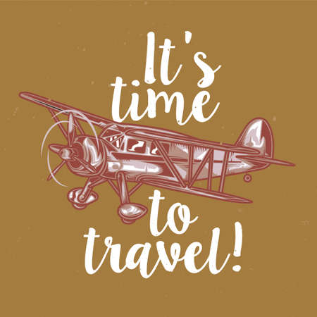 T-shirt or poster design with illustration of vintage airplaneのイラスト素材