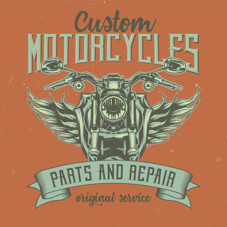 T-shirt or poster design with illustration of classic motorcycle.のイラスト素材