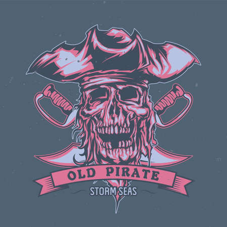 T-shirt or poster design with illustrated dead pirate in hat.のイラスト素材