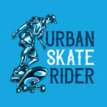 T-shirt or poster design with illustration of man on skate boardのイラスト素材
