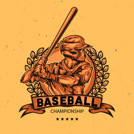 T-shirt or poster design with illustration of baseball playerのイラスト素材