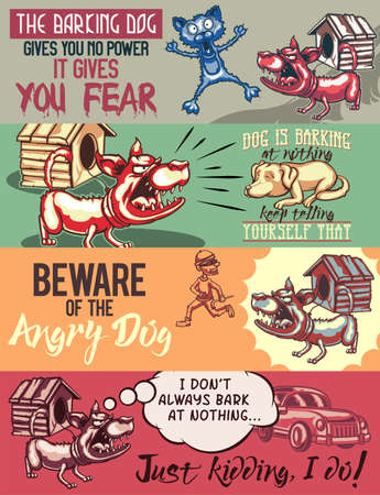 Web banner template with illustrations of dog barking.のイラスト素材