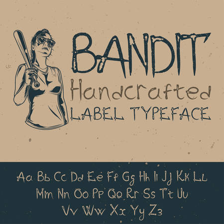 Original label typeface named 'Bandit'. Good to use in any label design.のイラスト素材