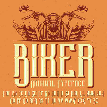 Original label typeface named '"Biker". Good to use in any label design.のイラスト素材