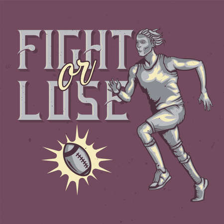 T-shirt or poster design with illustration of a runner.のイラスト素材