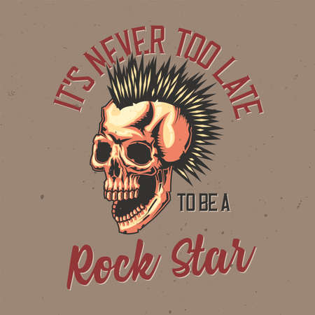 T-shirt or poster design with illustration of punk skull.のイラスト素材