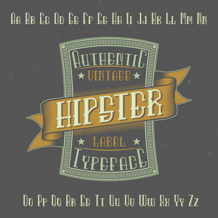 Original label typeface named 'Hipster'. Good to use in any label design.のイラスト素材