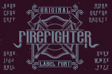 Original label typeface named 'Firefighter'. Good to use in any label design.のイラスト素材