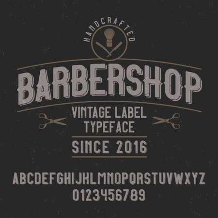 Vintage label typeface named BarberShop. Good font to use in any vintage labels or logo.のイラスト素材