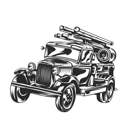 Illustration of vintage fire truckのイラスト素材