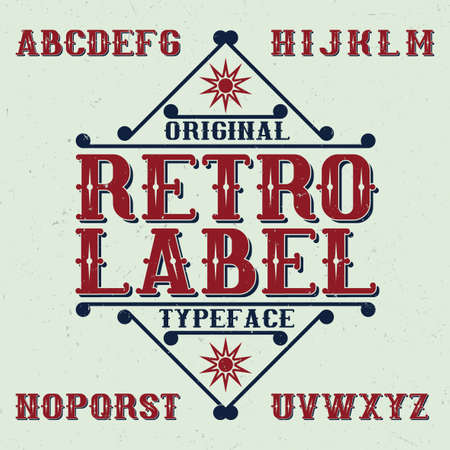 Vintage label typeface named Retro Label vector illustrationのイラスト素材