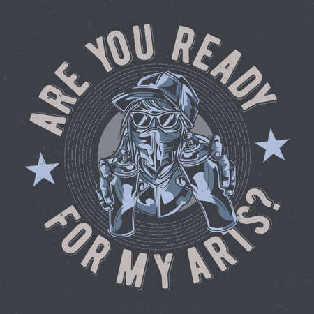 T-shirt label design with illustration of street artistのイラスト素材