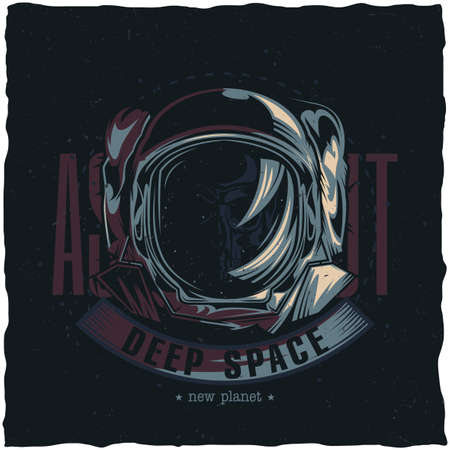 Space theme t-shirt label design with illustration of dead astronautのイラスト素材