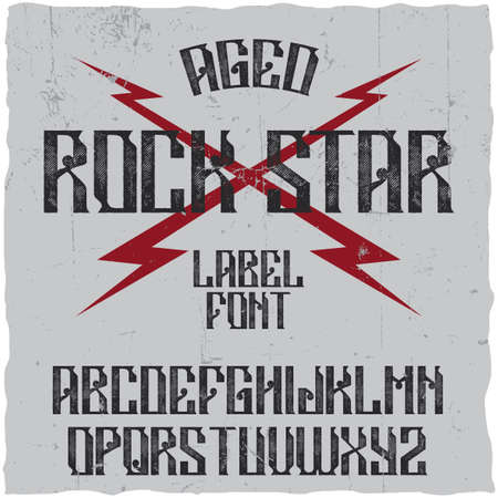 Vintage label typeface named Rock Star. Good font to use in any vintage labels or logo.のイラスト素材