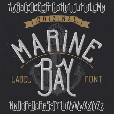 Vintage label typeface named Marine Bay. Good font to use in any vintage labels or logo.のイラスト素材
