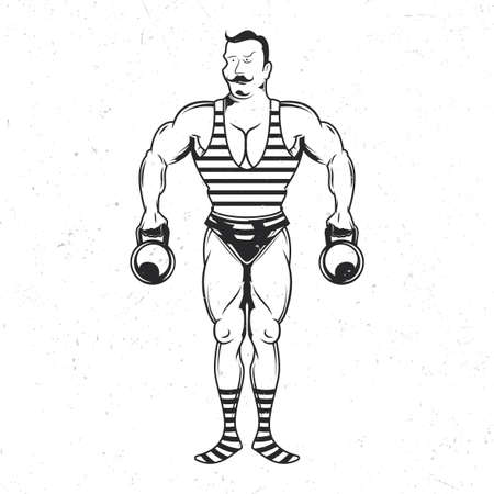 Isolated emblem with illustration of vintage sportsmanのイラスト素材