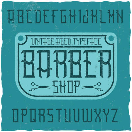 Vintage label typeface named BarberShop. Good font to use in any vintage labels or logo.のイラスト素材