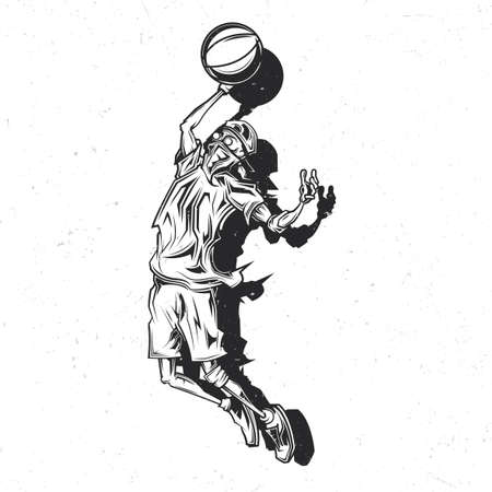 Emblem label design with illustration of streetball playerのイラスト素材