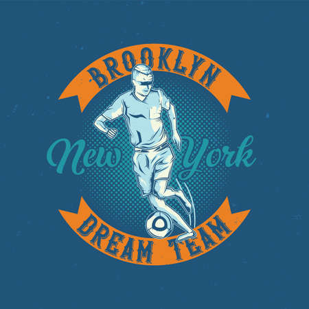 T-shirt or poster design with illustration of football playerのイラスト素材