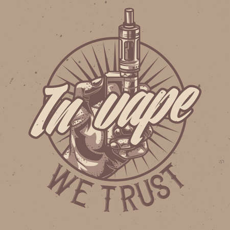 T-shirt or poster design with illustration of electronic vaporizerのイラスト素材