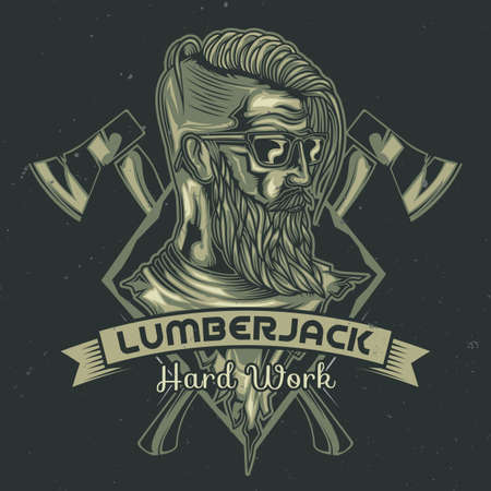 T-shirt or poster design with illustration of lumberjackのイラスト素材