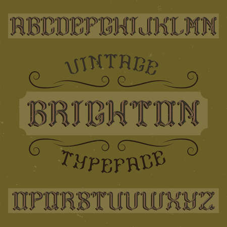 Vintage label typeface named Brighton. Good font to use in any vintage labels or logo.のイラスト素材