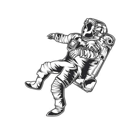 Emblem design with illustration of astronautのイラスト素材