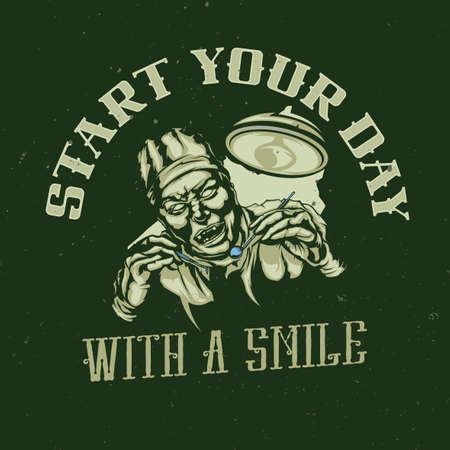 T-shirt or poster design with illustration of scary dentistのイラスト素材