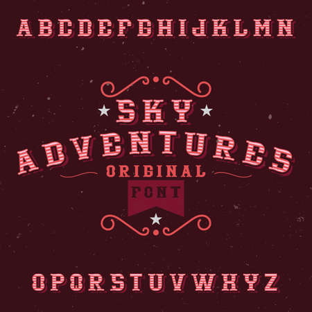 Vintage label font named Sky Adventures. Good to use in any creative labels.のイラスト素材