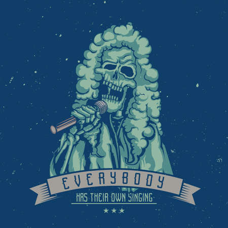 T-shirt or poster design with illustration of dead singerのイラスト素材