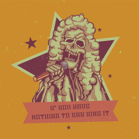 T-shirt or poster design with illustration of dead singerのイラスト素材